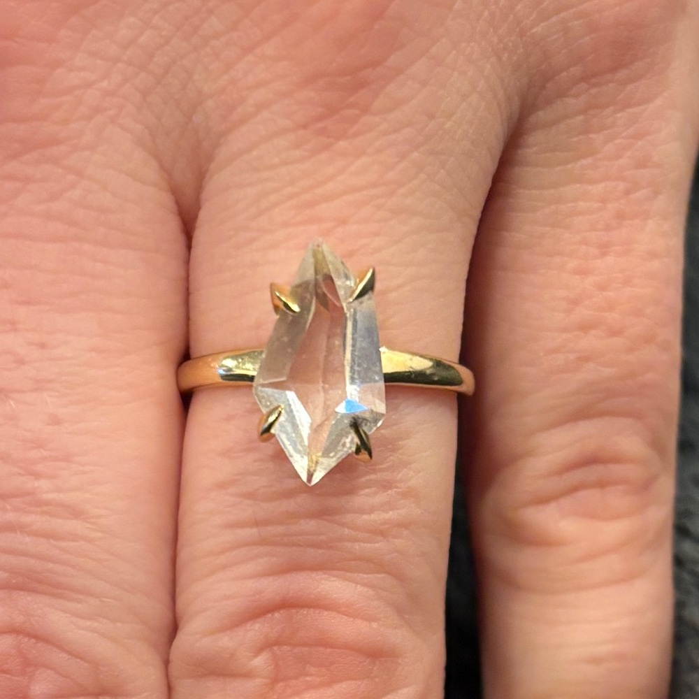 Alexis Bittar 14K Yellow Gold Crystal Kite Ring Size 7